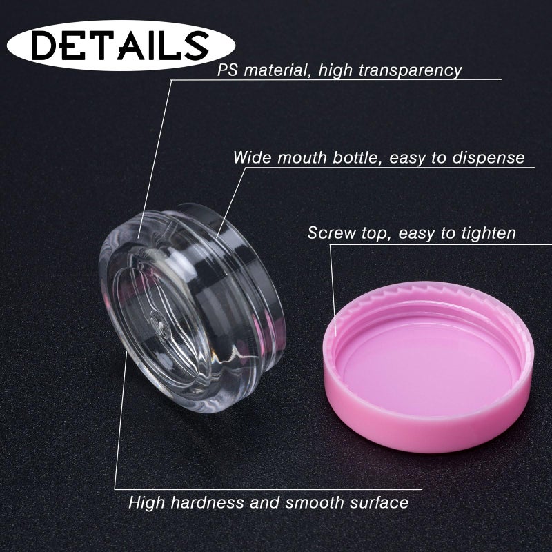 HPPFFY 50 Count 3 Gram Sample Containers, Clear Lip Balm Containers with Lids, Small Plastic Sample Jars with 4 Mini Spoons, 50pcs Labels (Pink Lid) - Image 3